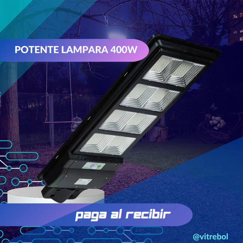 Lampara con panel solar grande 400 W - Potente y duradera