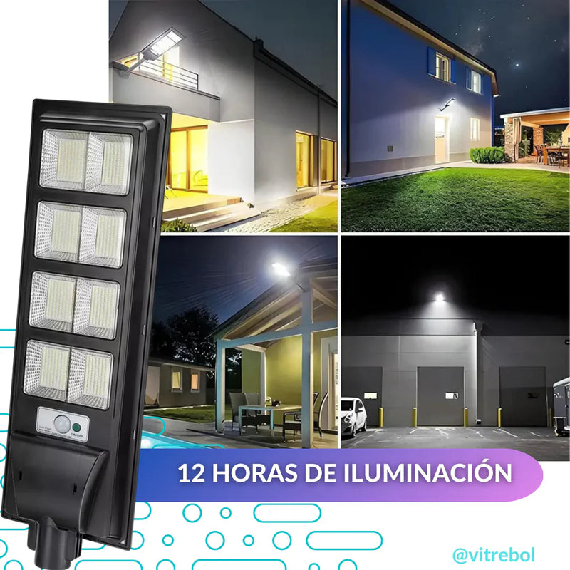Lampara con panel solar grande 400 W - Potente y duradera