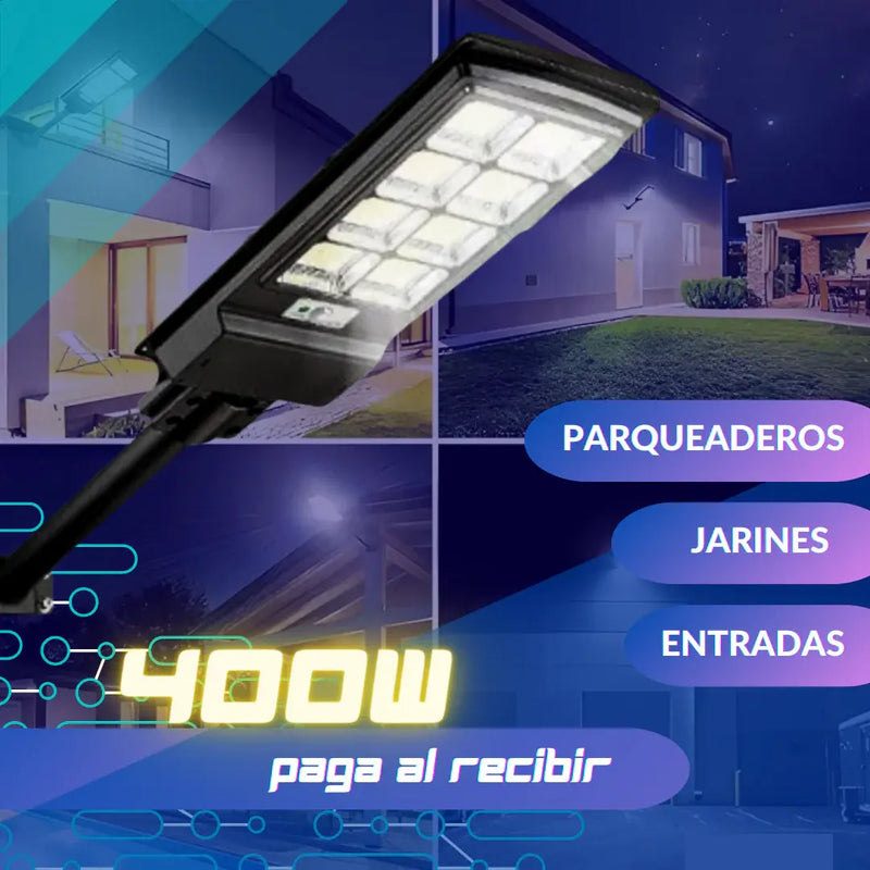 Lampara con panel solar grande 400 W - Potente y duradera