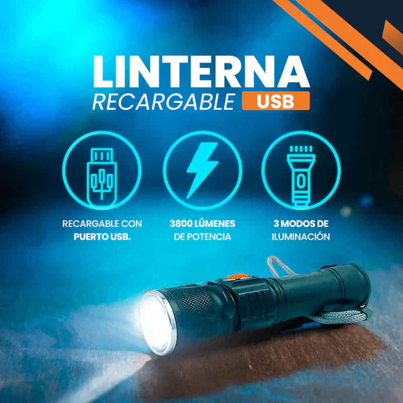 COMPRE 1 Y LLÉVATE 2 - Linterna Táctica TitanioPro USB